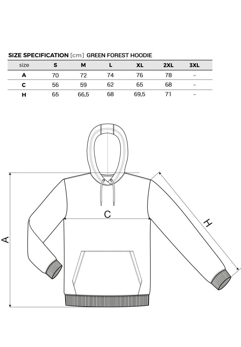 Velikosti mikiny Carpstyle