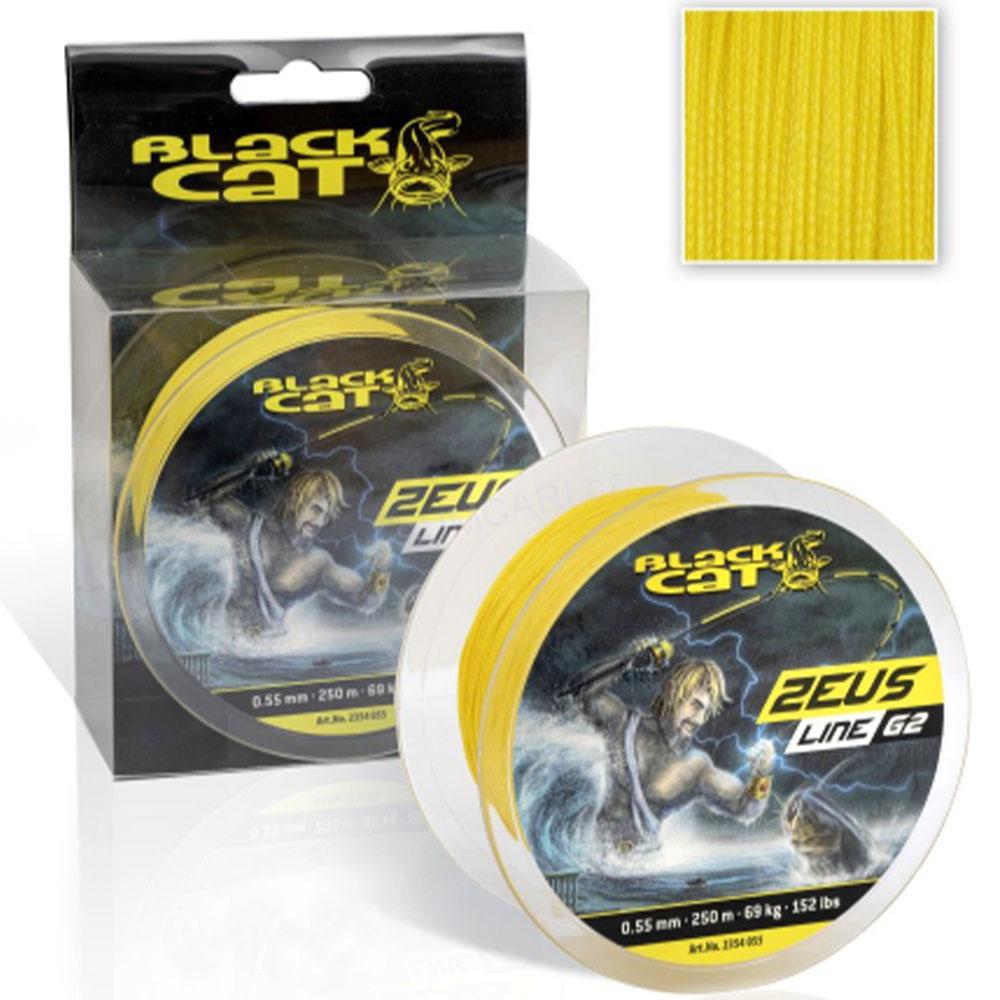 Black Cat pletená sumcová šňůra ZEUS Line G2 0.55mm 69kg, 400m - žlutá