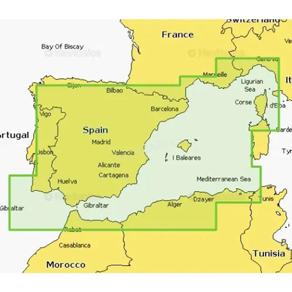 Navionics námořní mapy Španělska, Ebra, pobřeží Středozemního moře