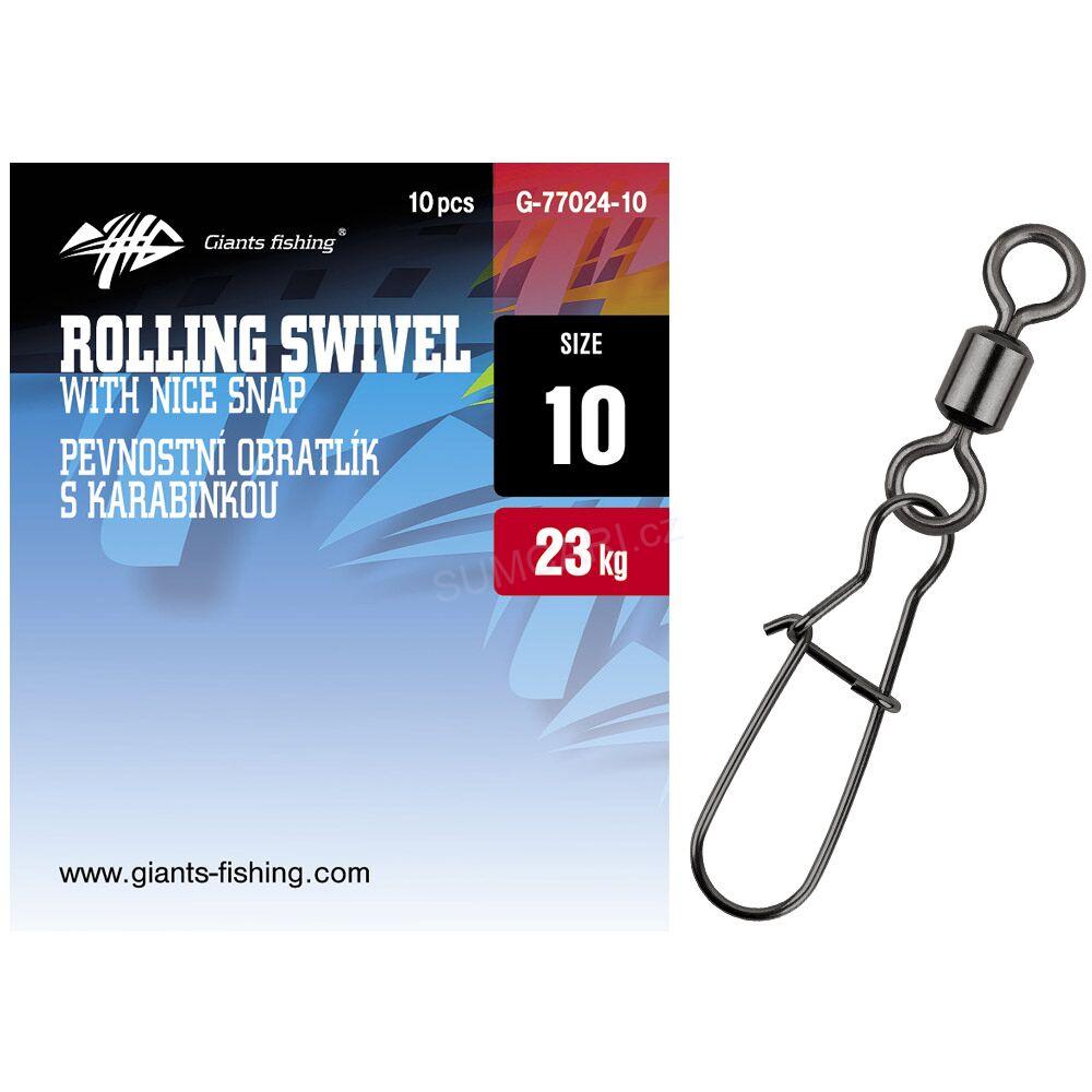 Pevnostní obratlík s karabinkou Rolling swivel with nice snap 10ks - více variant