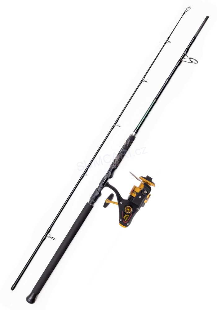 MadCat přívlačový set prut Black Spin 2.40m 40-150g - naviják Penn 460