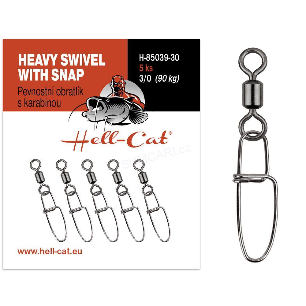 Hell-Cat pevnostní obratlík s karabinou Heavy Swivel with Snap vel. 2/0, 70kg, 5ks