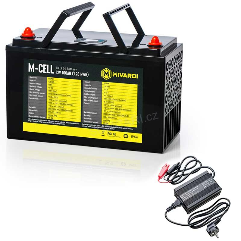 M-CELL LiFePO4 12V 100Ah + 20A nabíječka