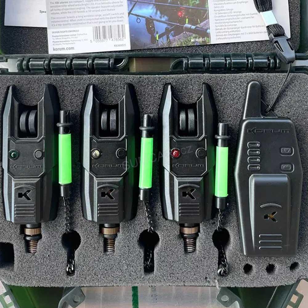 Korum signalizátory KBI R 3 Bite Alarm Presentation Set 3+1
