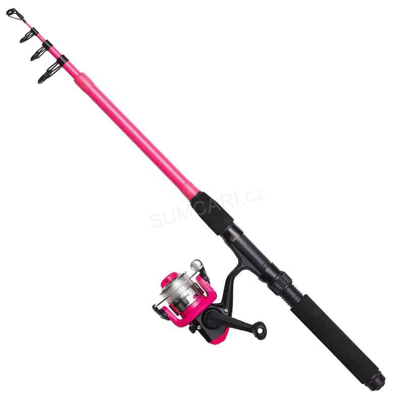 Dětský set prut s navijákem a vlascem Little Viking tele 1.65m 4-21g, růžový
