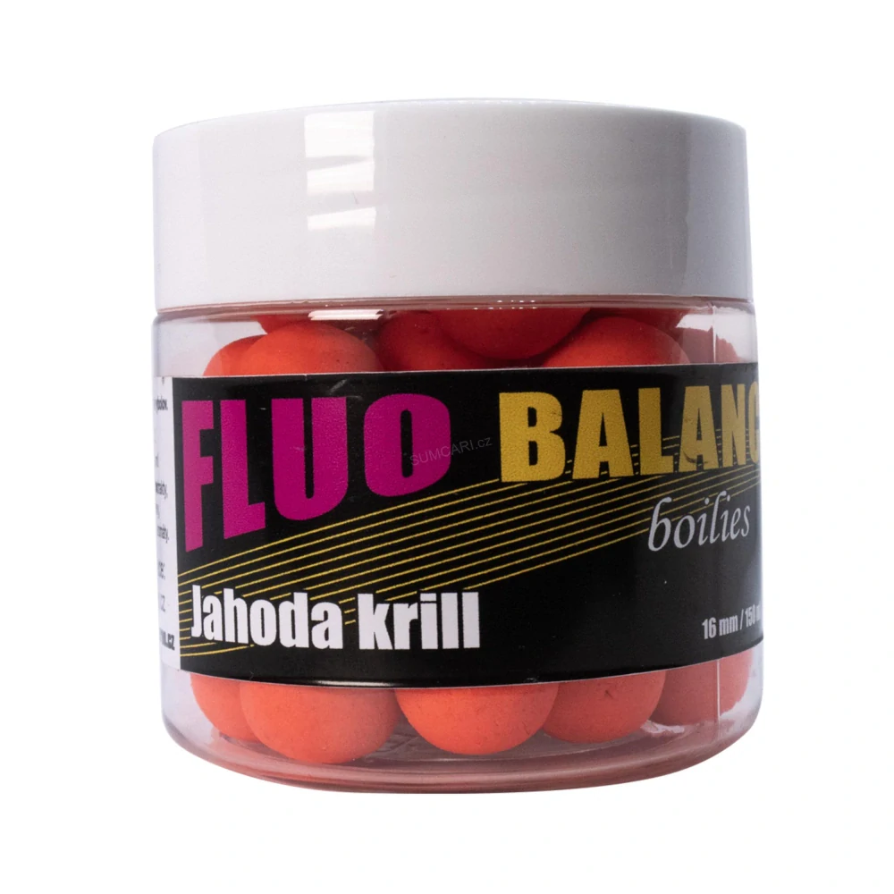 Carp Inferno Balanced Boilie Fluo Jahoda Krill 150ml, 16mm