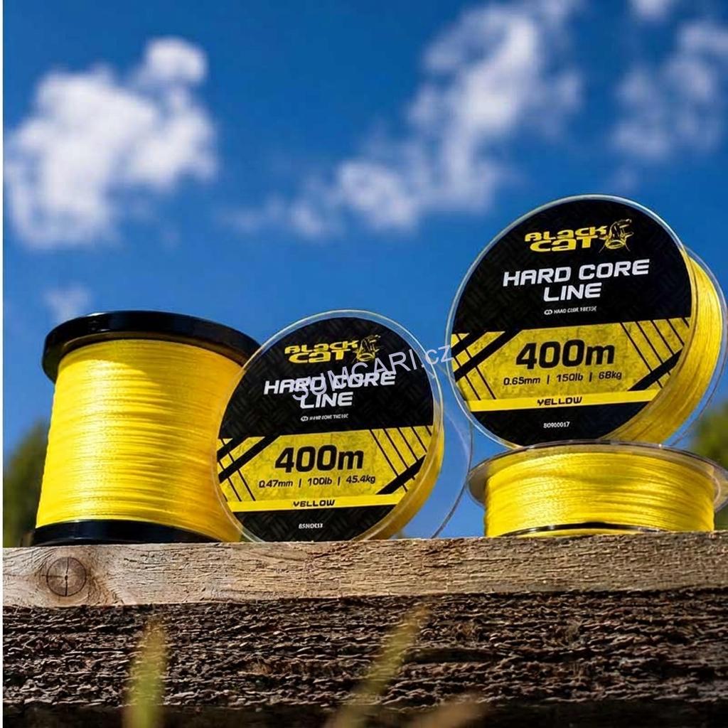Black Cat sumcová šňůra Hard Core Line Yellow 0.55mm 56.7kg, 400m