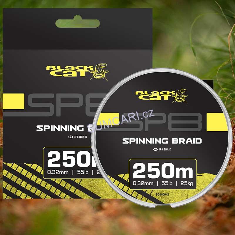  Black Cat přívlačová sumcová šňůra SP8-BRAID 0.36mm 30kg/67lb 250m, Sky Grey