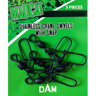 MadCat karabina s obratlíkem Stainless Crane Swivel With Snap 75kg, 5ks