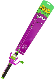Dětský set prut s navijákem a vlascem Shakespeare Catch a Monster Purple Spin Set 1.40m